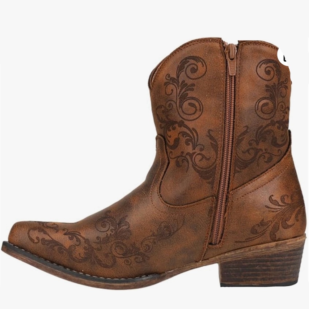 Roper Short Stuff Embroidery Round Toe Western Boot sz7 - Picture 2 of 15